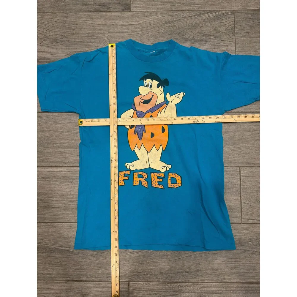 1992 Fred Flintstone Blue Hanna Barbara Universal Studios‎ T-Shirt Large